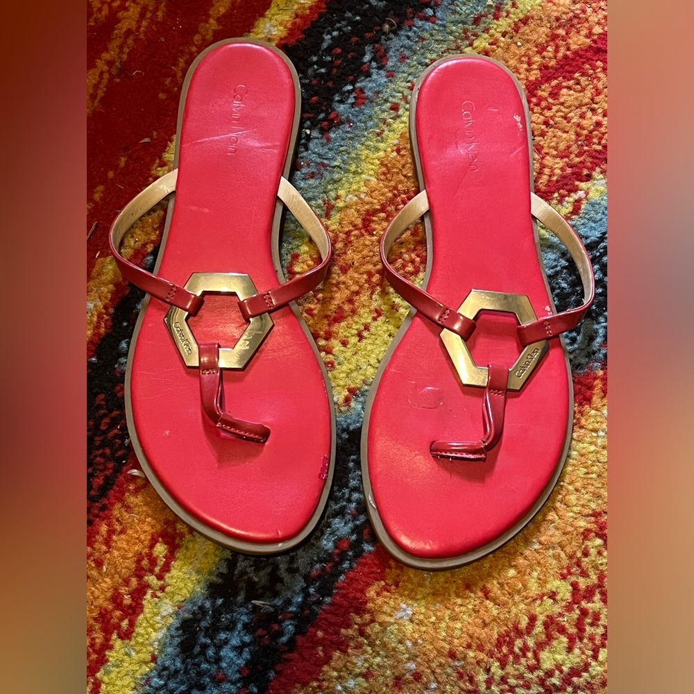 Calvin Klein Red Thong Sandals
